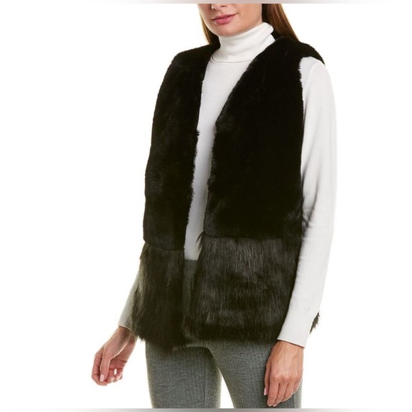 J.Mclaughlin Womens  Allegra Faux Fur Vest NWT - Black - Picture 1 of 5